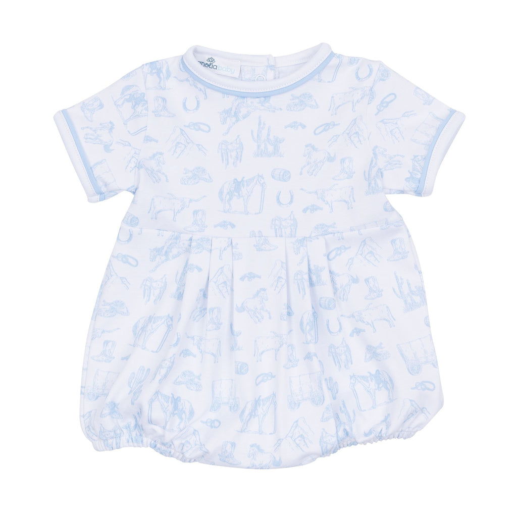 Wild West Toile Light Blue S/S Boy Bubble