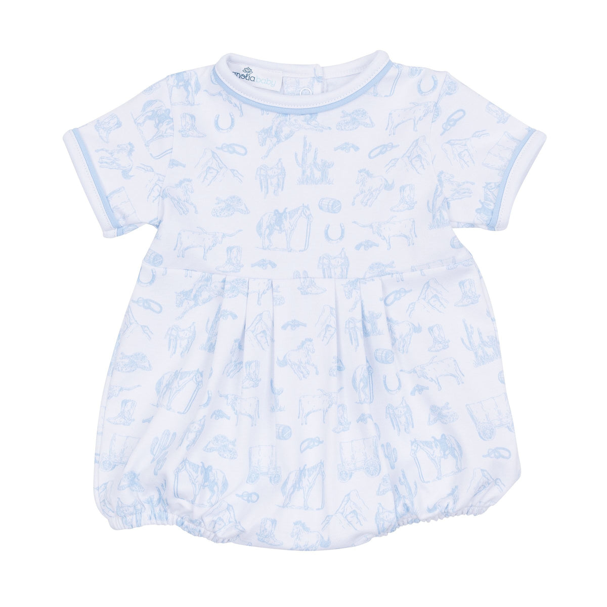 Wild West Toile Light Blue S/S Boy Bubble