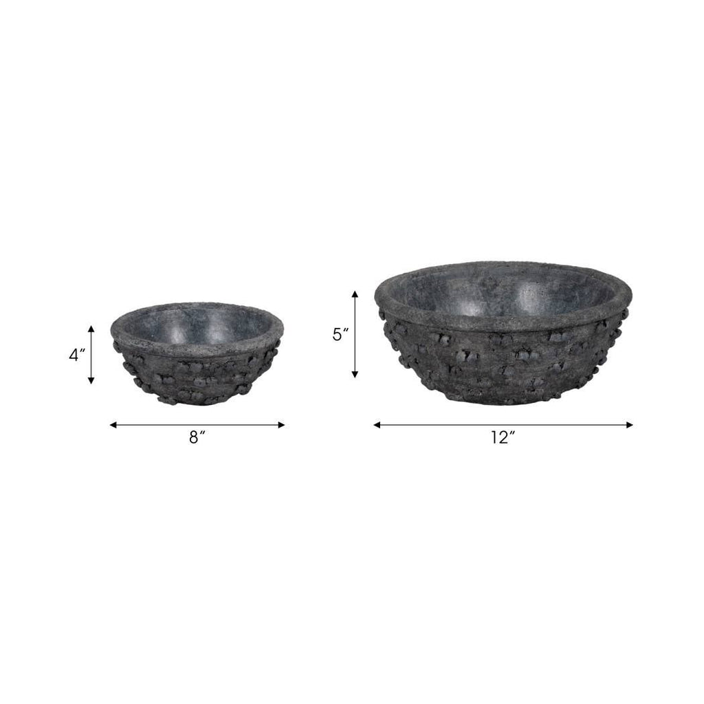 Black Terracotta Knobby Knot Bowls, 2 sizes