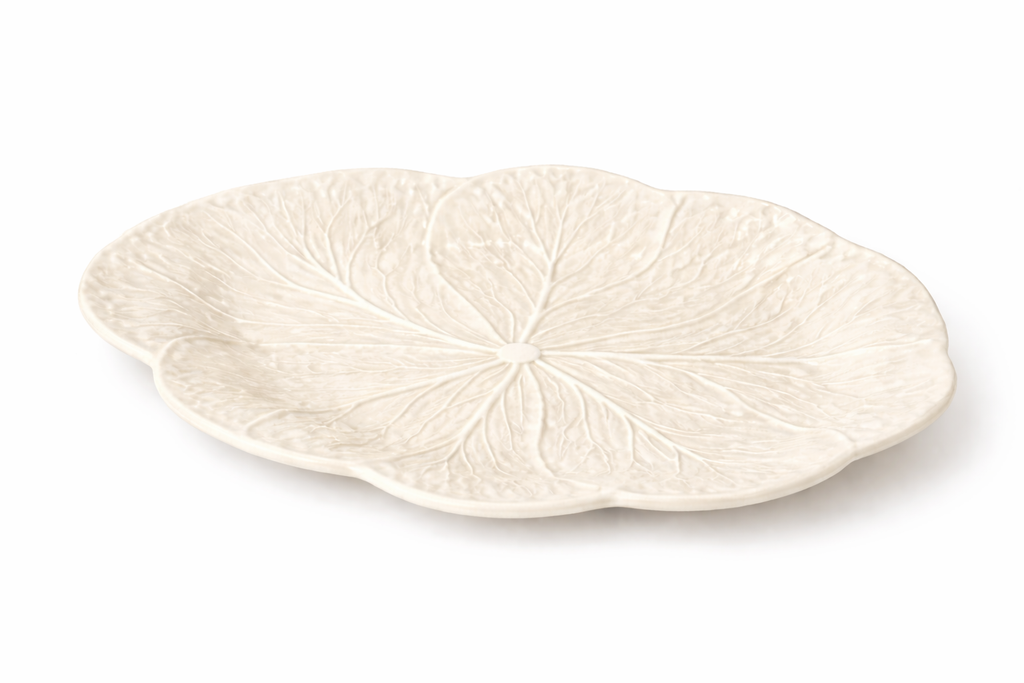 Le Jardin White Cabbage 3-D Oval Platter