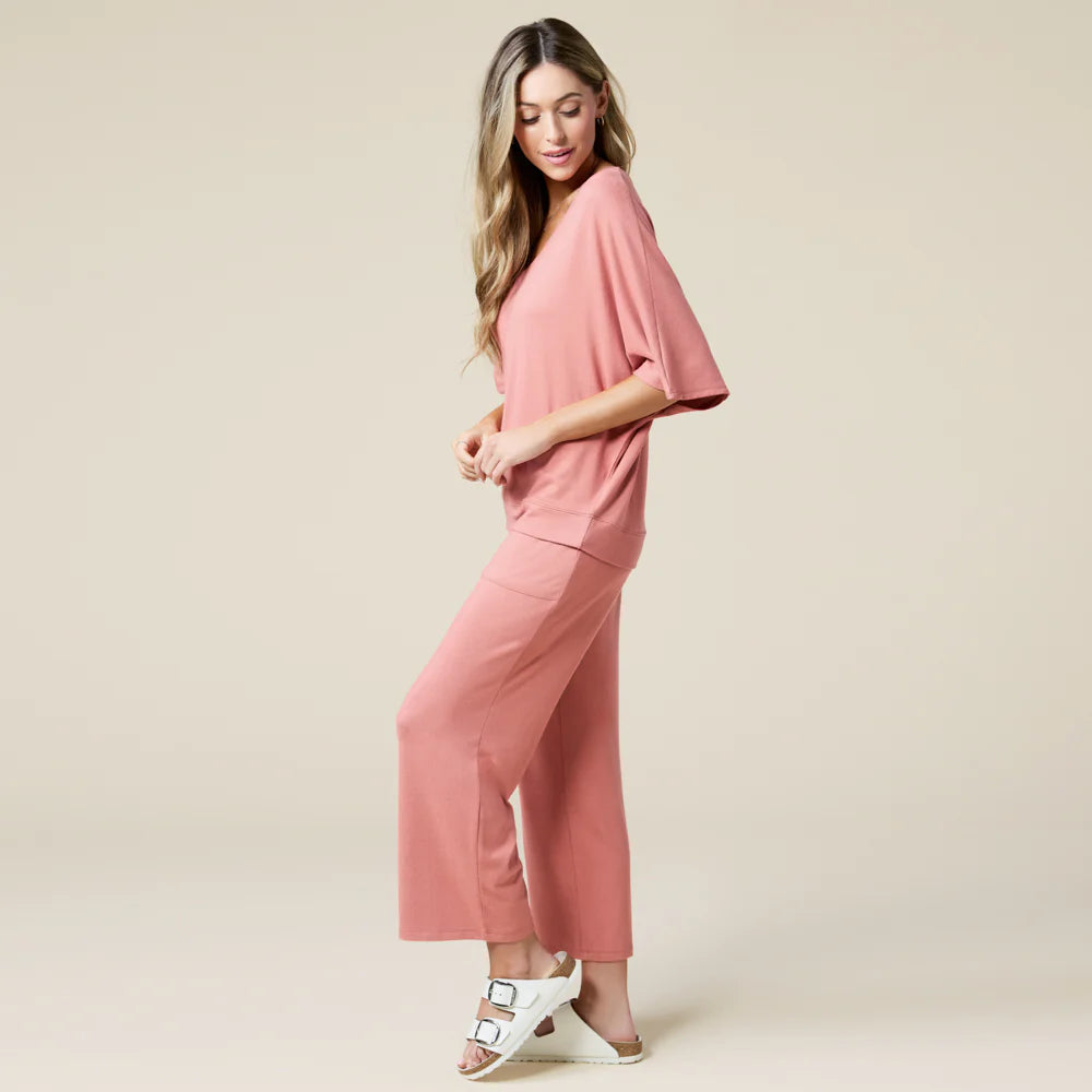 Dream Jersey Relaxed V-neck with Capri Lounge Set for Women