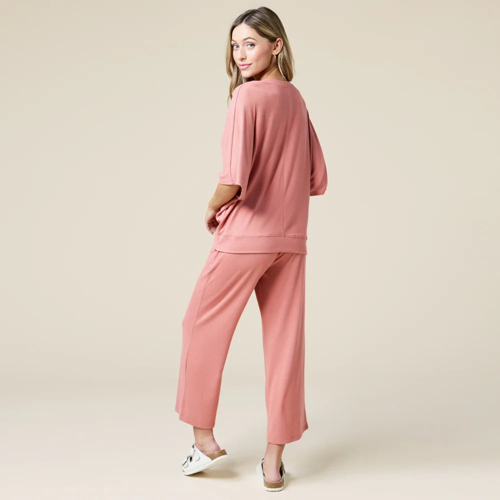 Dream Jersey Relaxed V-neck with Capri Lounge Set for Women