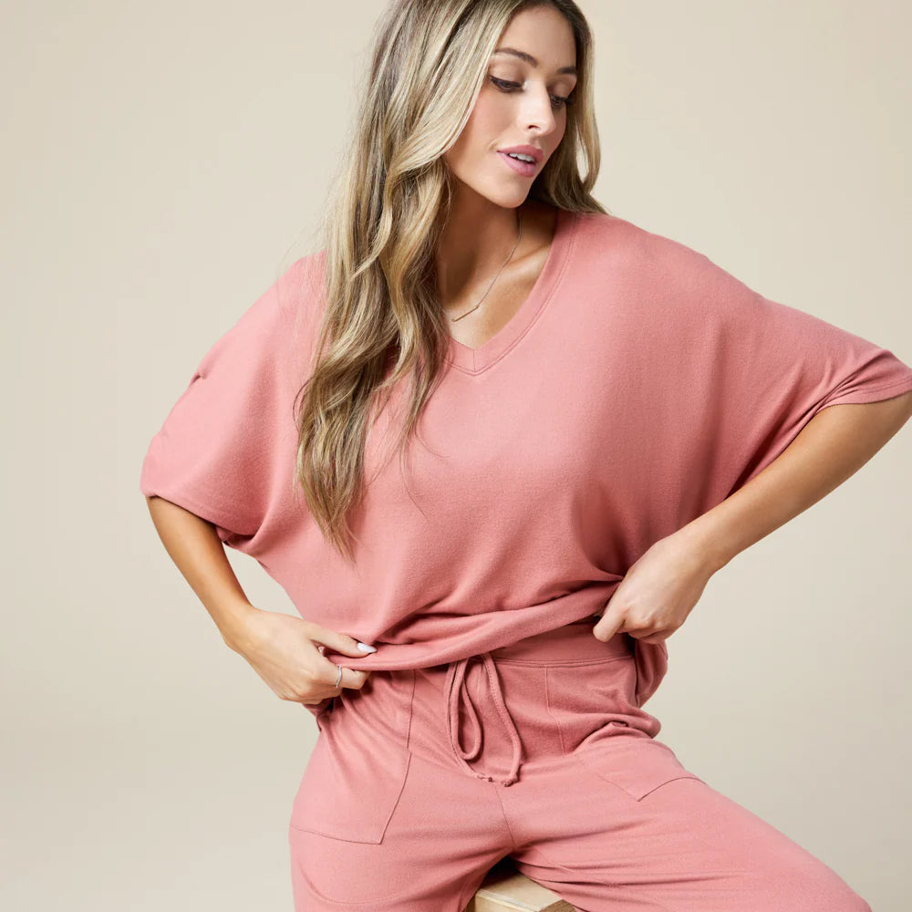 Dream Jersey Relaxed V-neck with Capri Lounge Set for Women