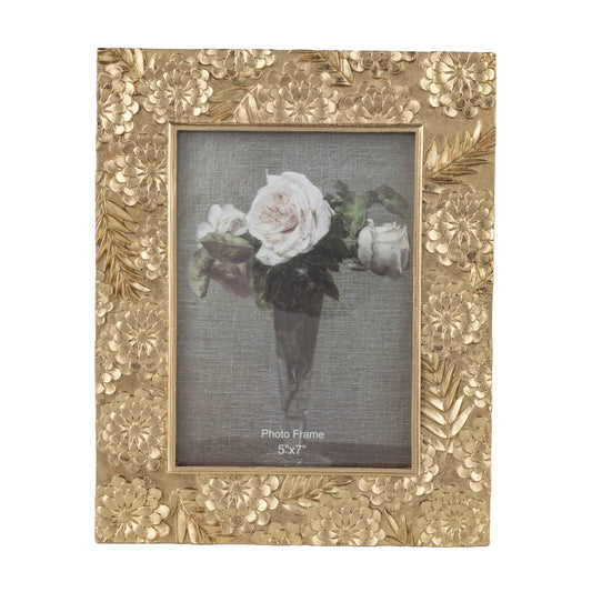 Gold Floral Motif Picture Frame