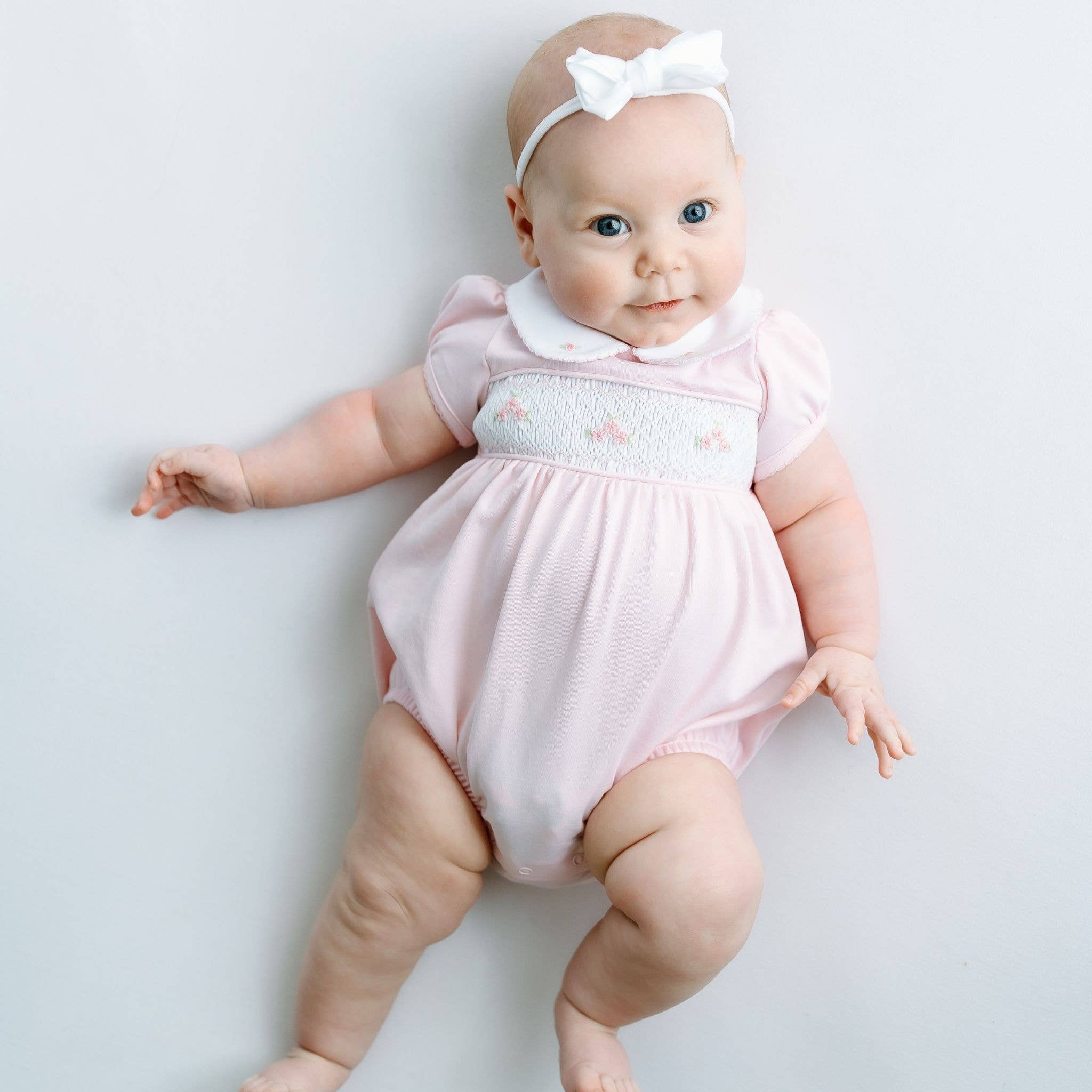 Willow's Classics Smocked Short Sleeve Bubble - Pink
