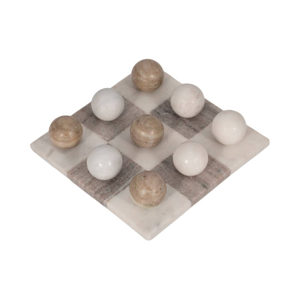 Table Top Game - Ivory Marble Elegant Tic-Tac-Toe, 9 in.