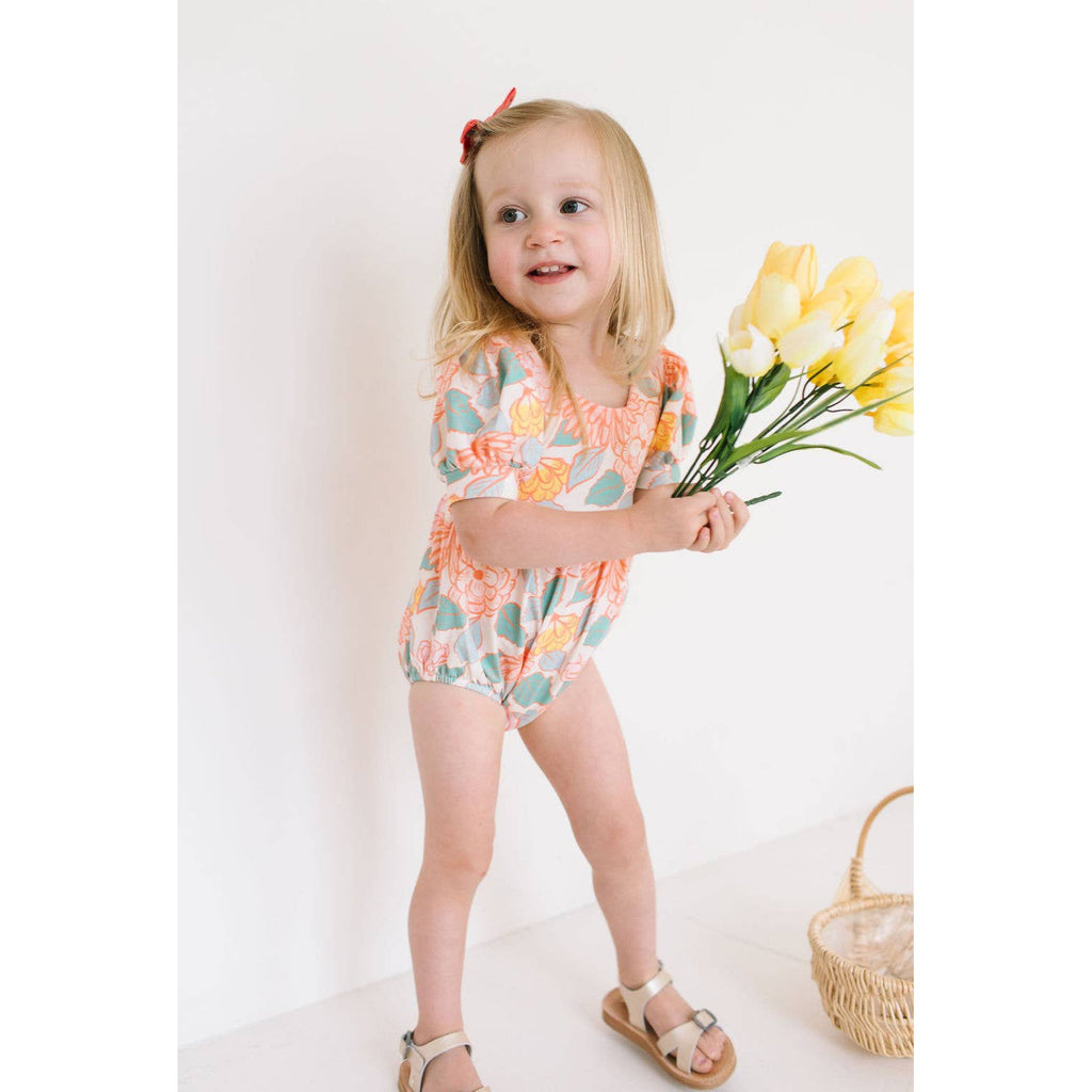 Ollie Jay Puff Baby Romper in Soft Floral