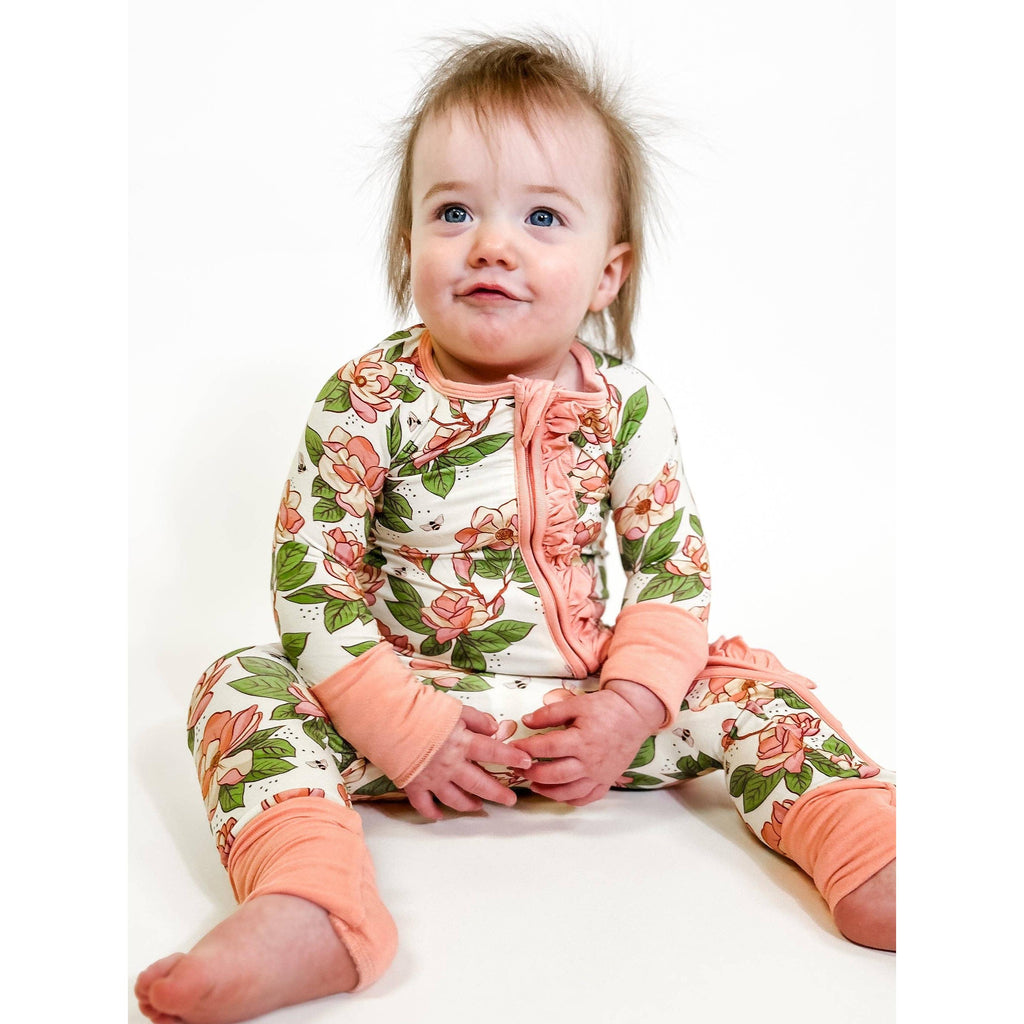 Convertible Zip PJ with Ruffles, Magnolias