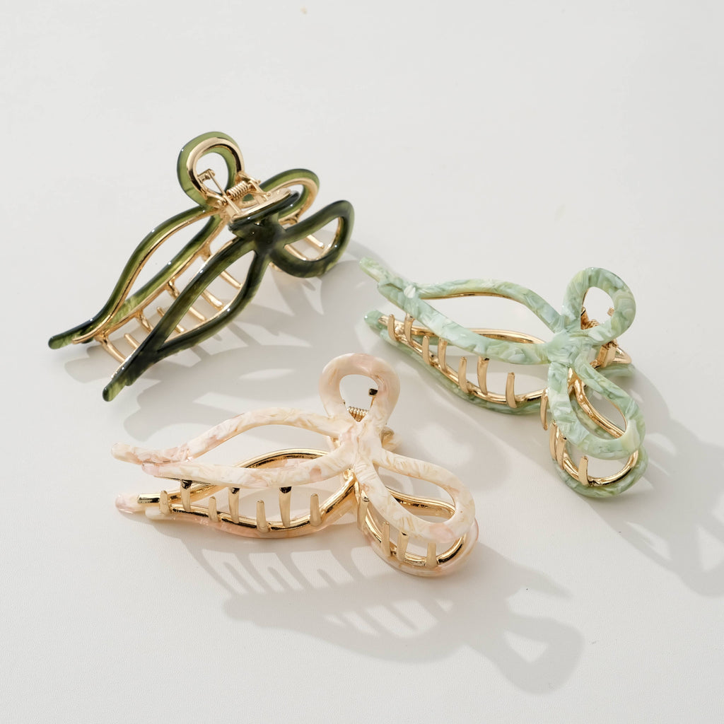 Sabrina Garden Ribbon Metal Bow Claw Clip