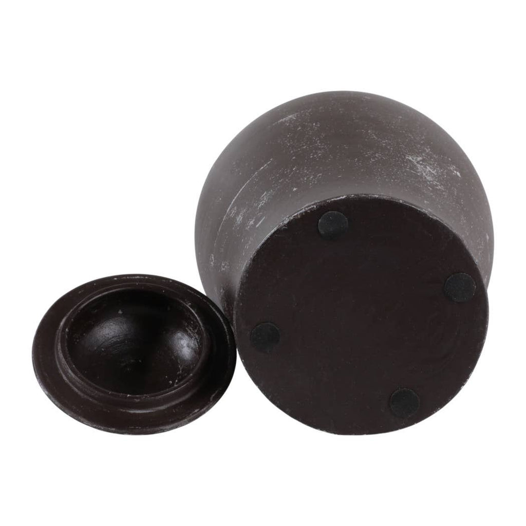 Decorative Jar - Brown Terracotta Tall with Lid, 15 in.