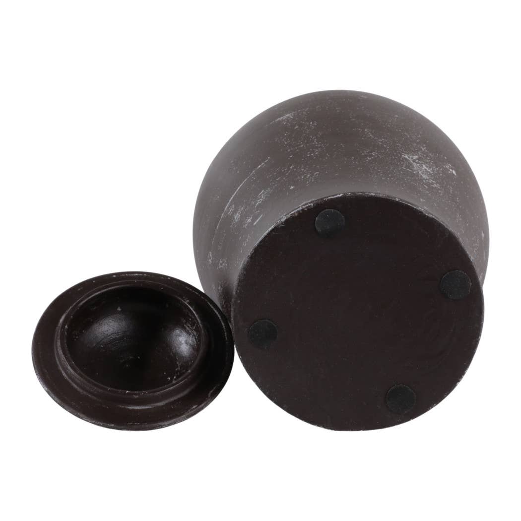 Decorative Jar - Brown Terracotta Tall with Lid, 15 in.