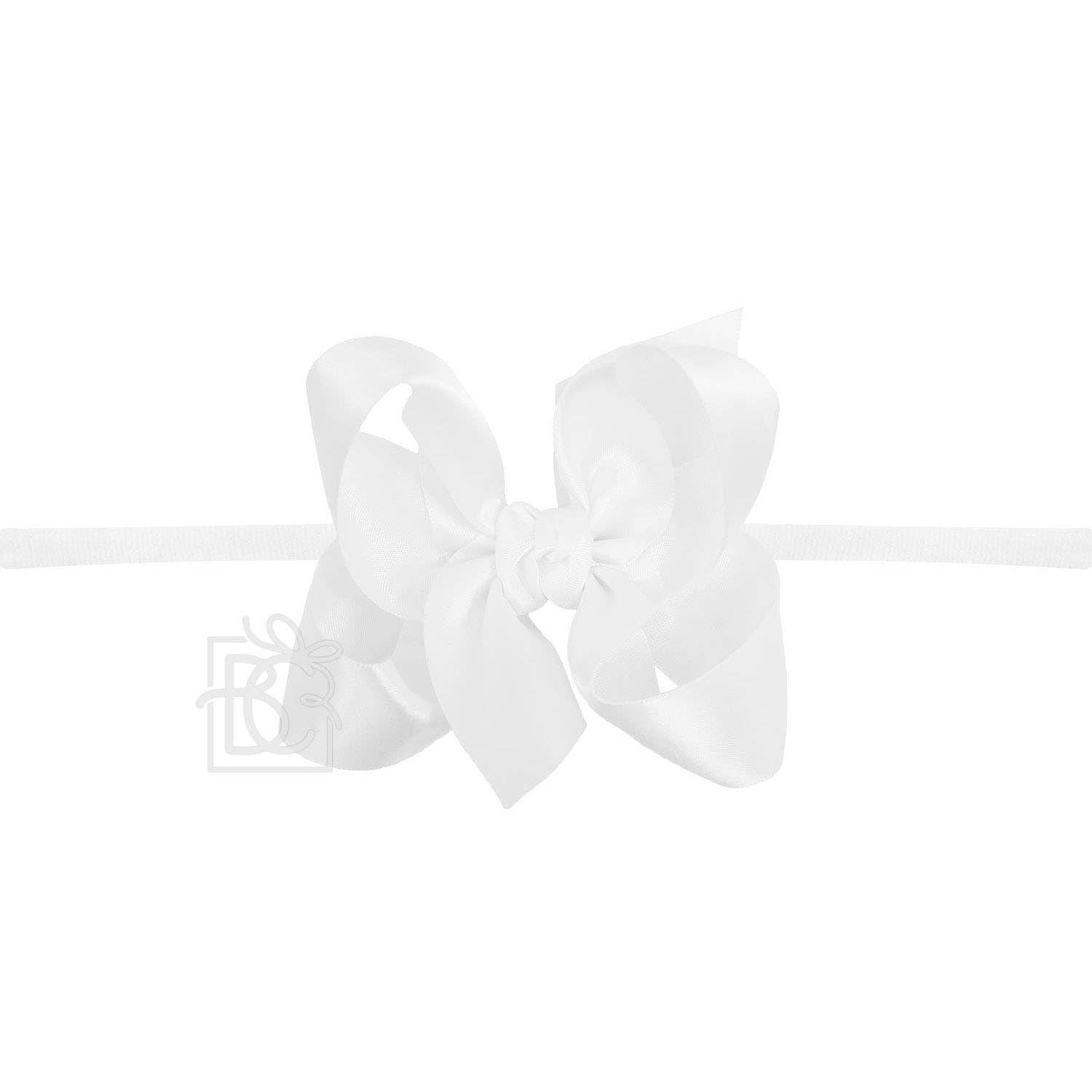 Thin Nylon Headband with Satin Hair Bow