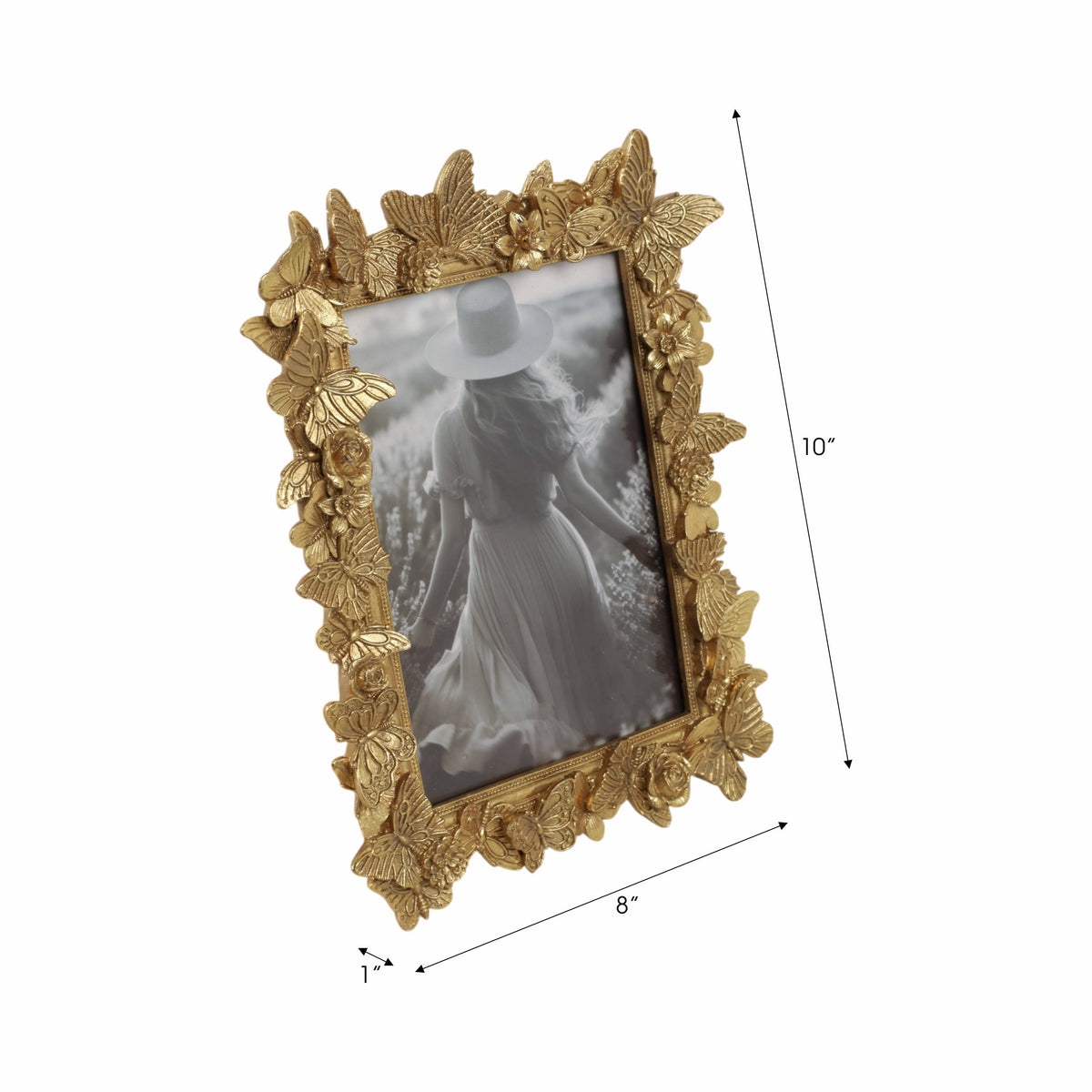 Photo Frame - Gold Polyresin Butterfly in Bloom 5x7 in.