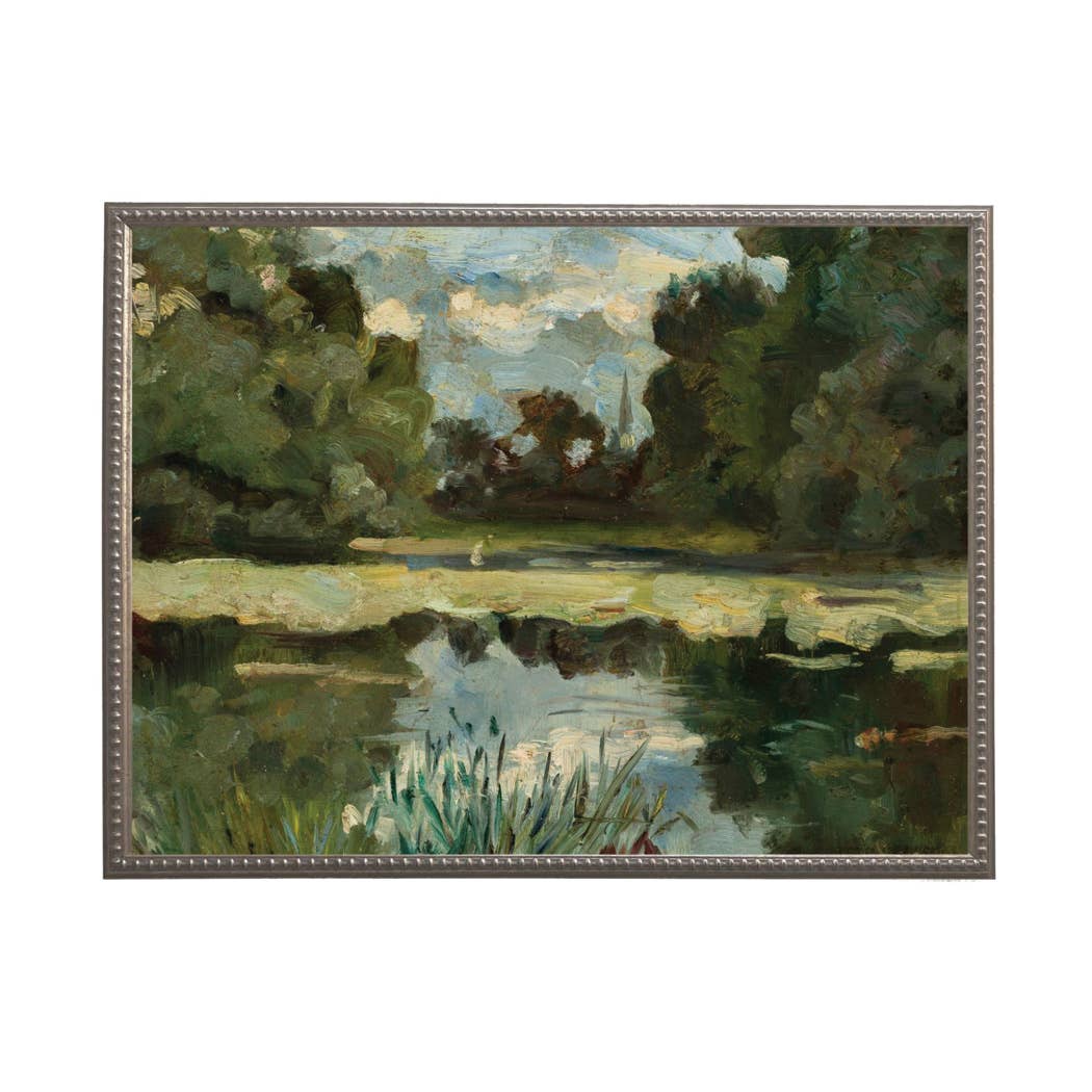 Antique Curiosities Inc Tranquil Pond Landscape Framed Print