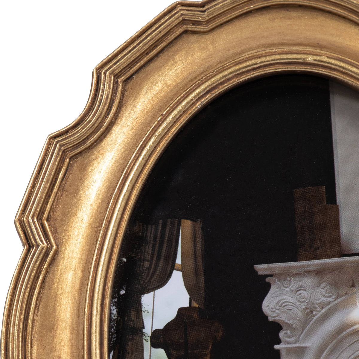 Photo Frame - Gold Polyresin Round Vintage Style, 4x6 in.