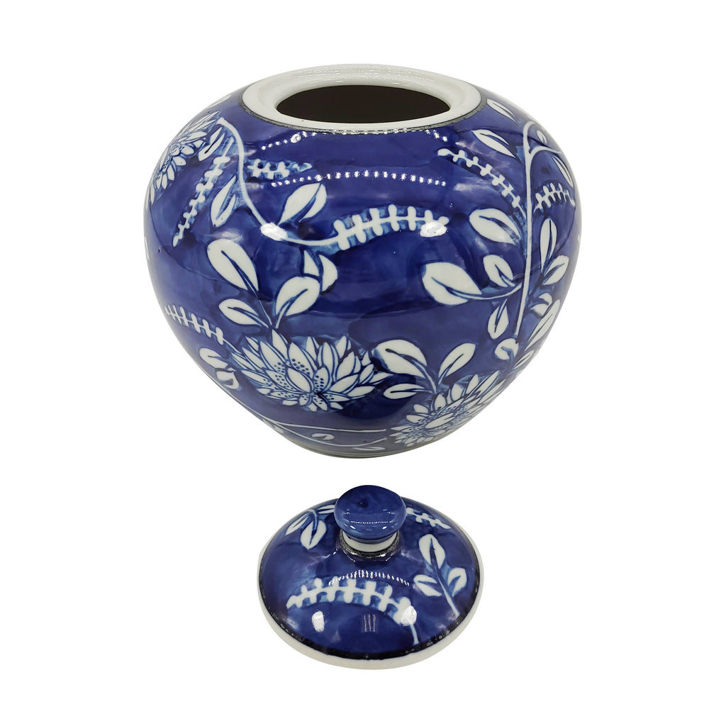 Floral Ceramic Chinoiserie Ginger Jar 8"