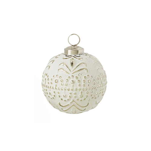 Whitewashed Mercury Glass Ball Ornament