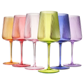 Ribbed Bright Colored Wine Glasses, Set of 6