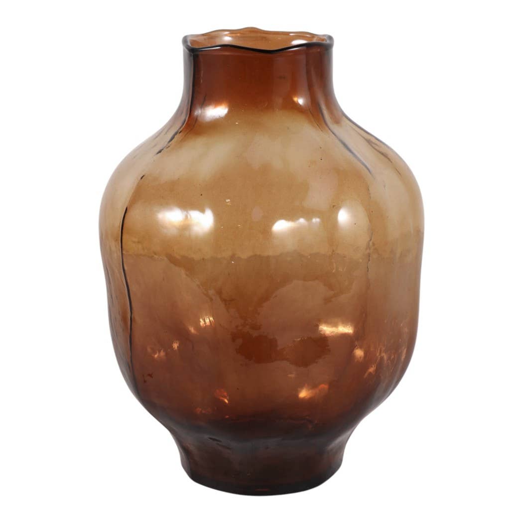 Decorative Vase - Brown Glass Round Decorative Accent, 10 in.
