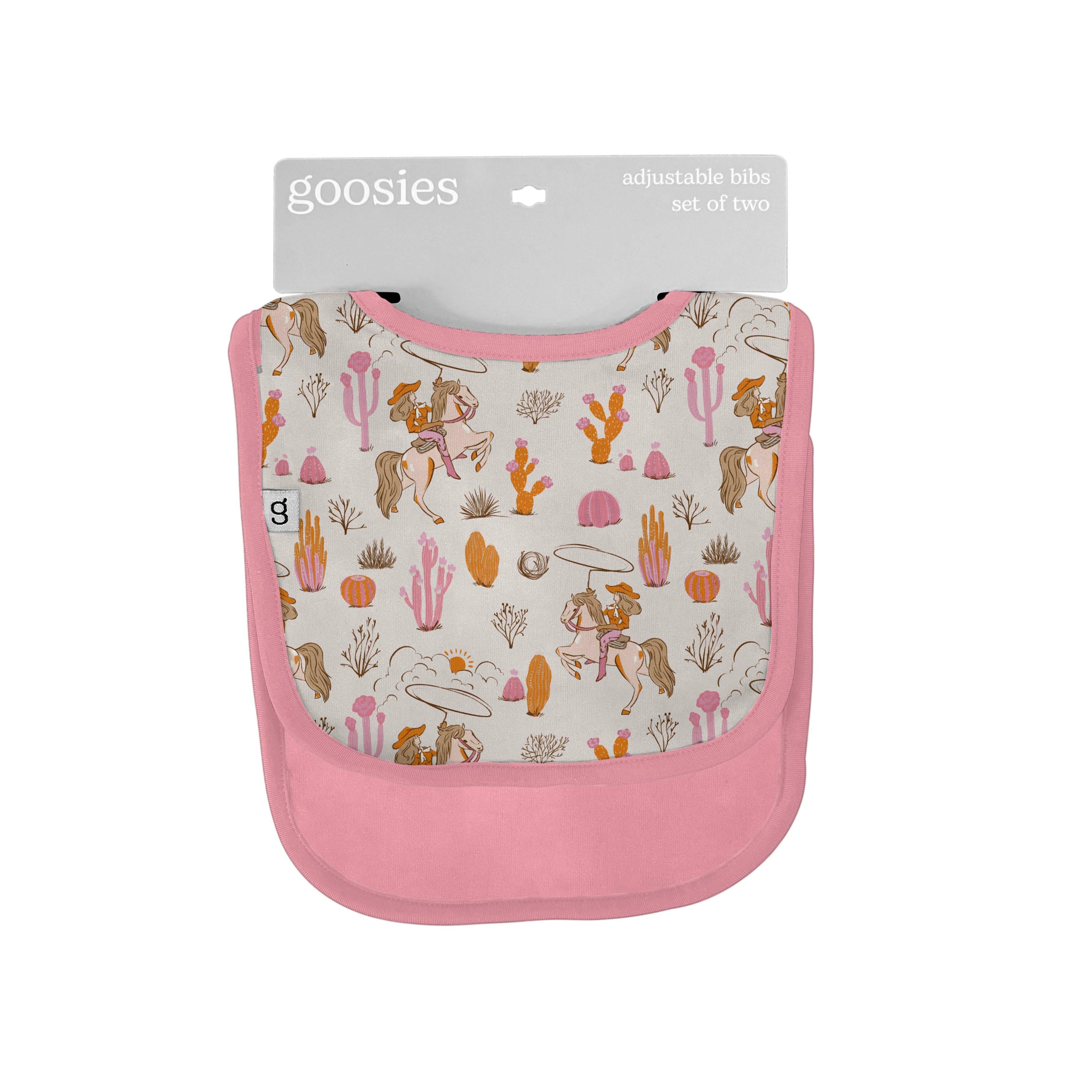 Goosies Bib Set of 2, Saddle Up, Cowgirl Toile