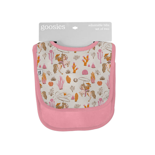 Goosies Bib Set of 2, Saddle Up, Cowgirl Toile
