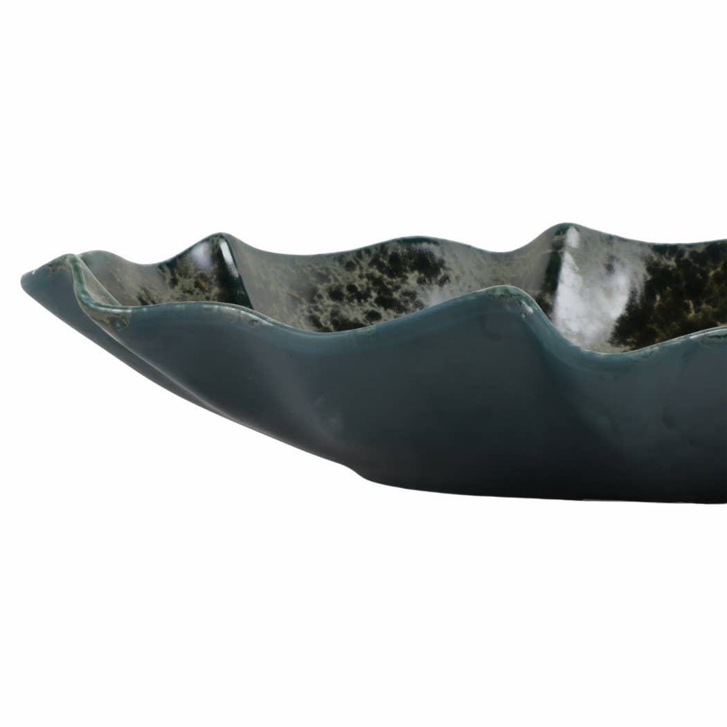 Coastal Green Wavy Edge Decorative Bowl