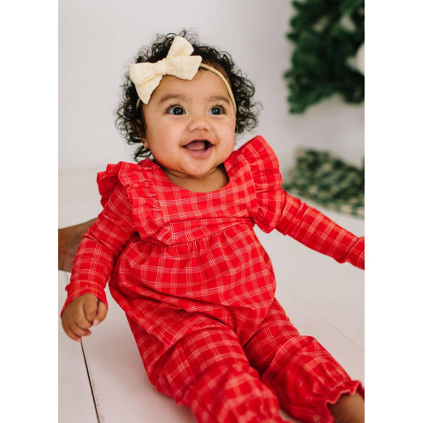 Ollie Jay Mabel Romper in Red Picnic Plaid