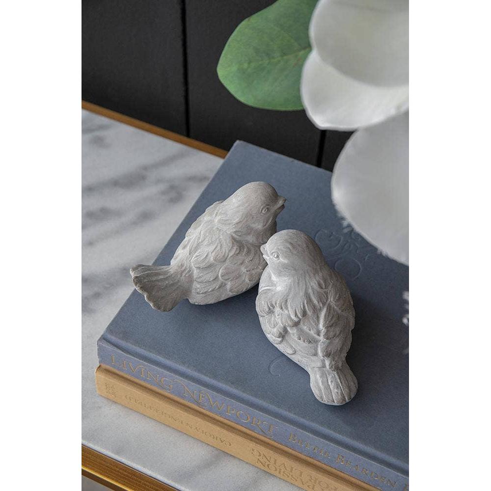 Lovebirds Cement Figurines, Set of 2