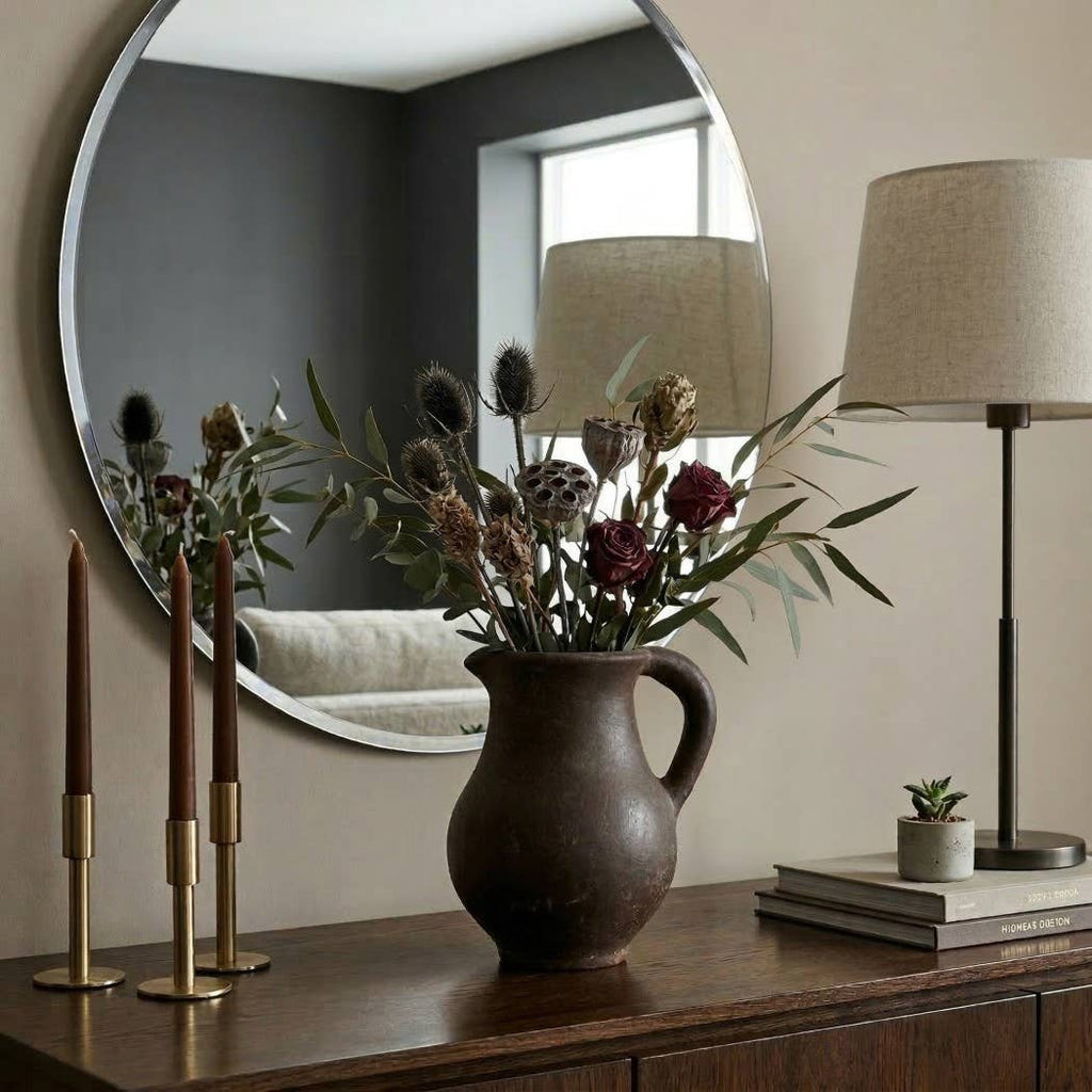 Decorative Vase - Brown Ceramic Terracotta Casual Jug, 8 in.