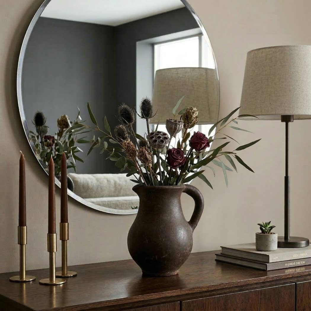 Decorative Vase - Brown Ceramic Terracotta Casual Jug, 8 in.