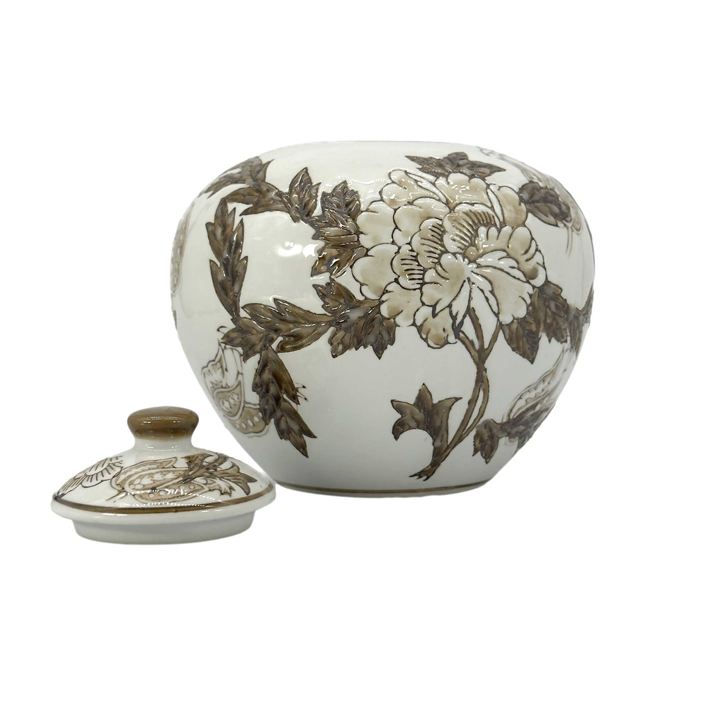 Floral Ceramic Chinoiserie Ginger Jar 8"