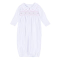 Grace and George White Pink Smocked Collared Girl Gown