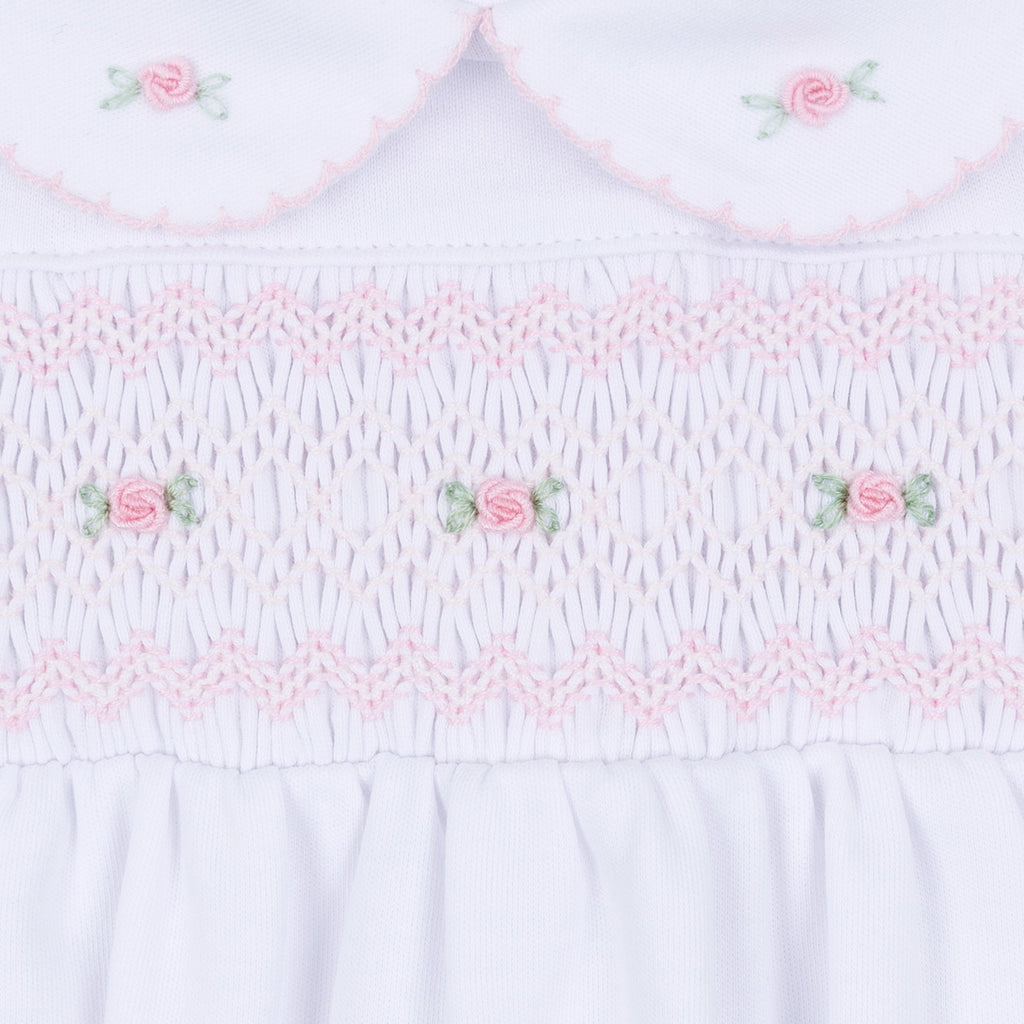 Grace and George White Pink Smocked Collared Girl Gown