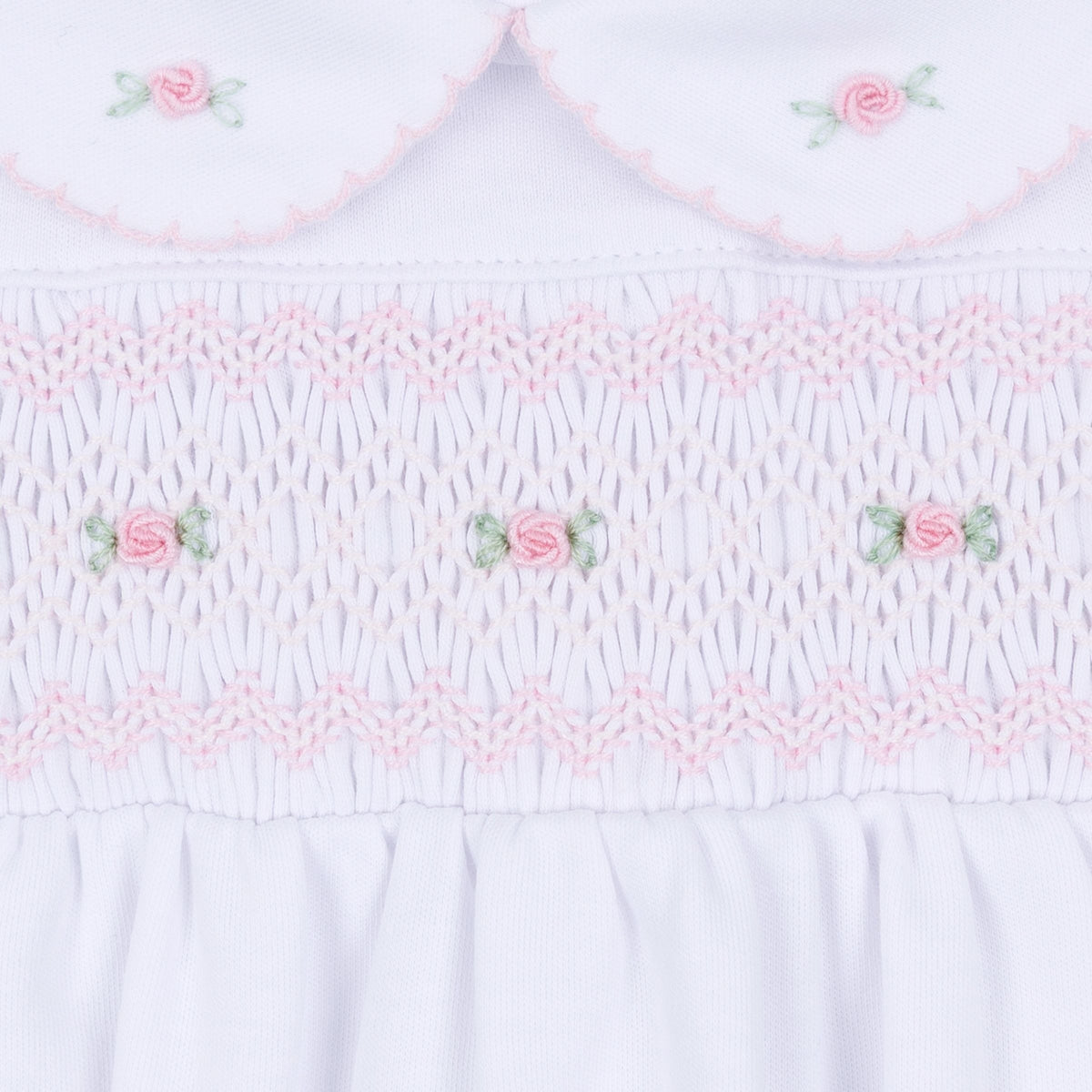 Grace and George White Pink Smocked Collared Girl Gown