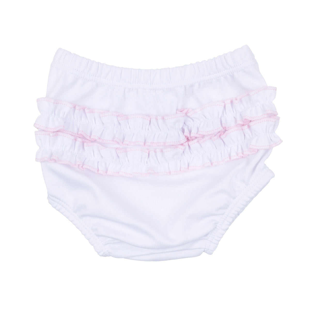 Grace and George White Pink Smocked Collared Ruffle Diaper Cover Set
