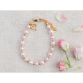 14K Gold-Plated Pink Pearl Baby Heart Bracelet Kids Jewelry