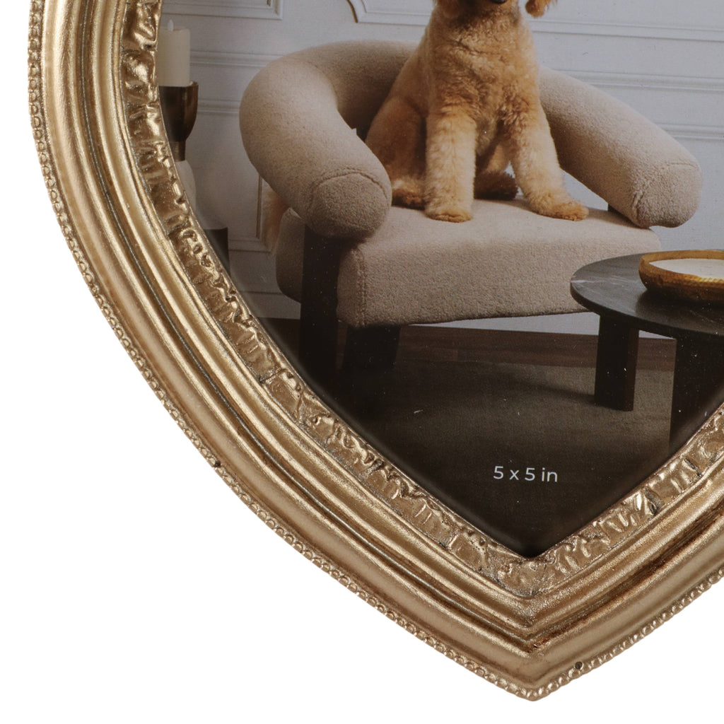Photo Frame - Gold Polyresin Coquette Heart, 5x5 in.