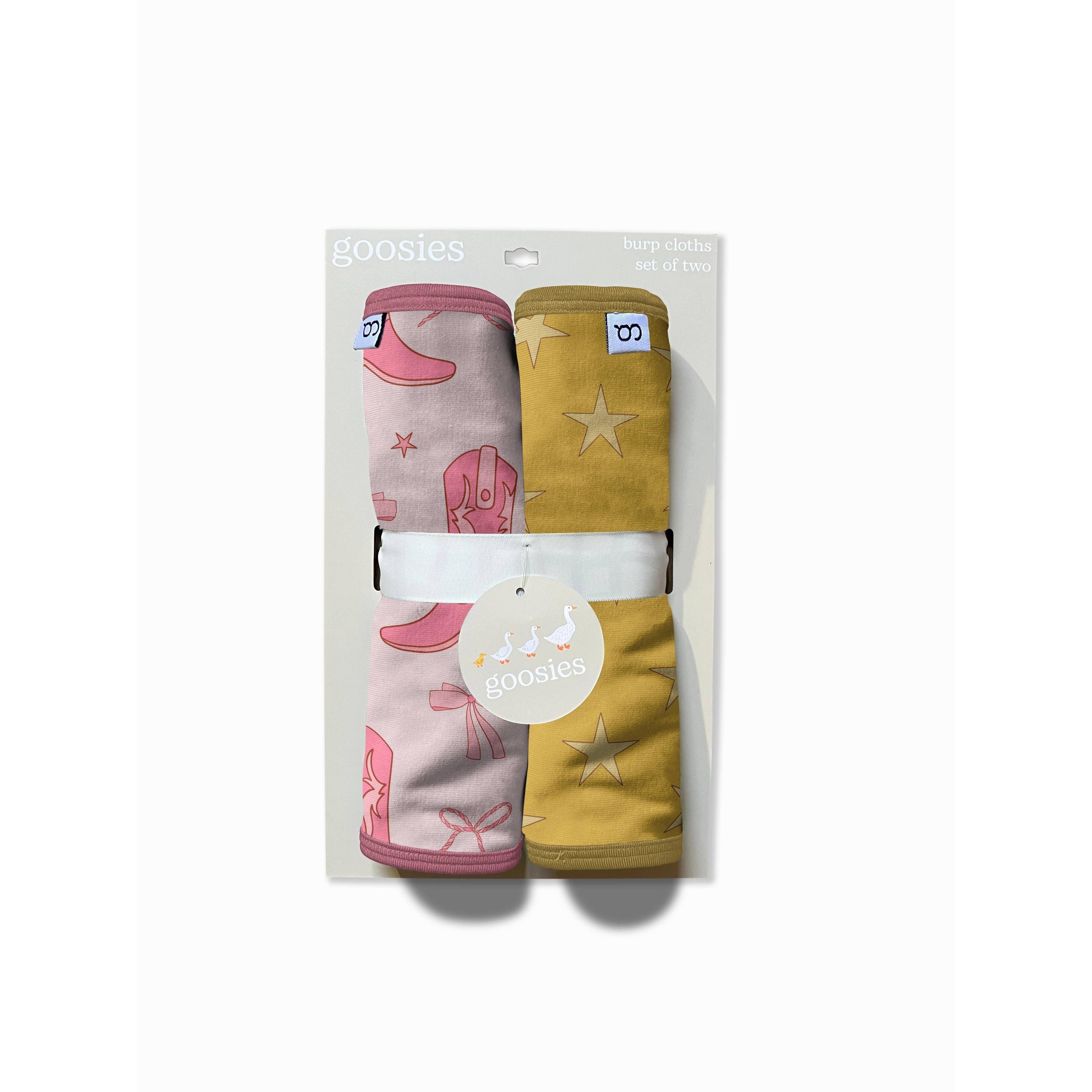 Goosies Cowgirl Boots & Bows Burp Cloth Set