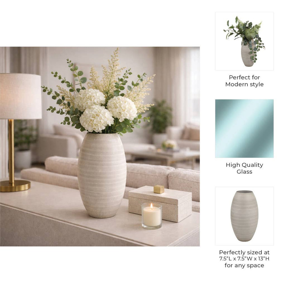 Rustic Gray Etched Glass Decorative Vase