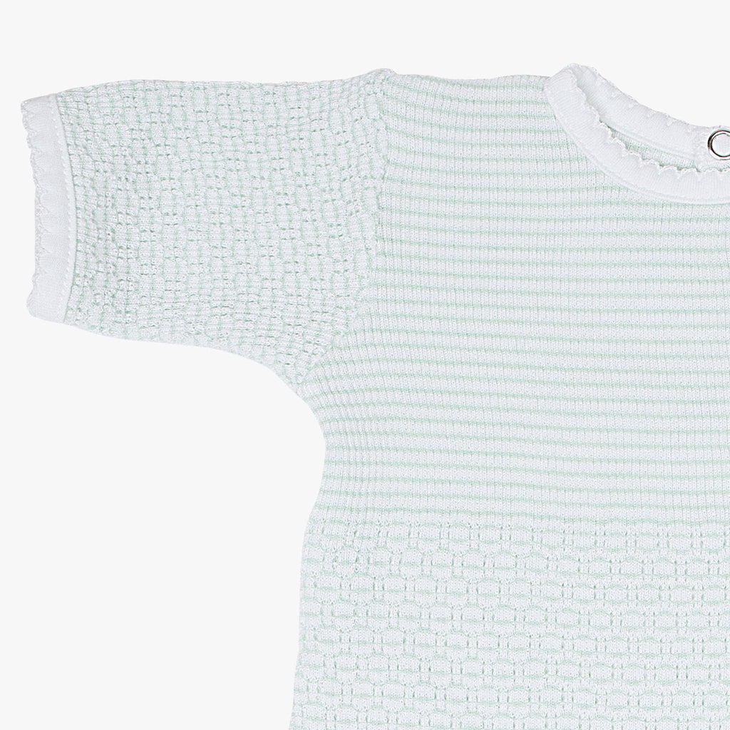 Paty Short Sleeve Knit Romper with Pima Binding