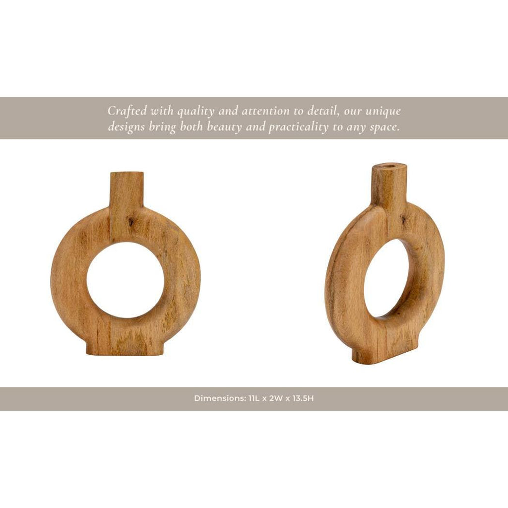 Brown Wood Donut Vase, 14 in.