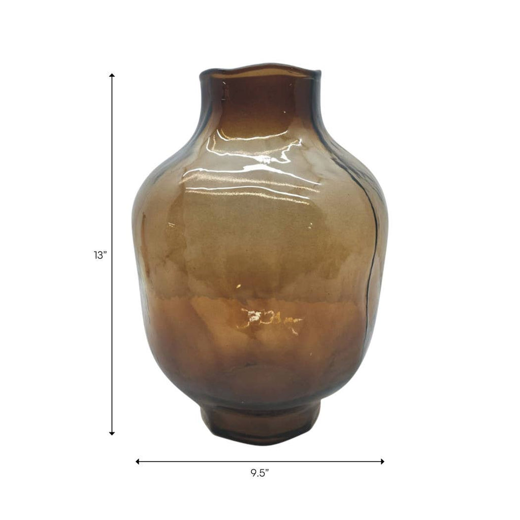 13x8" Glass Vase, Brown