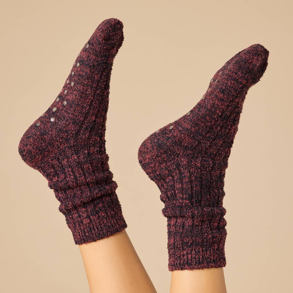Cozy Marshmallow Crew Socks with Grippers for Women