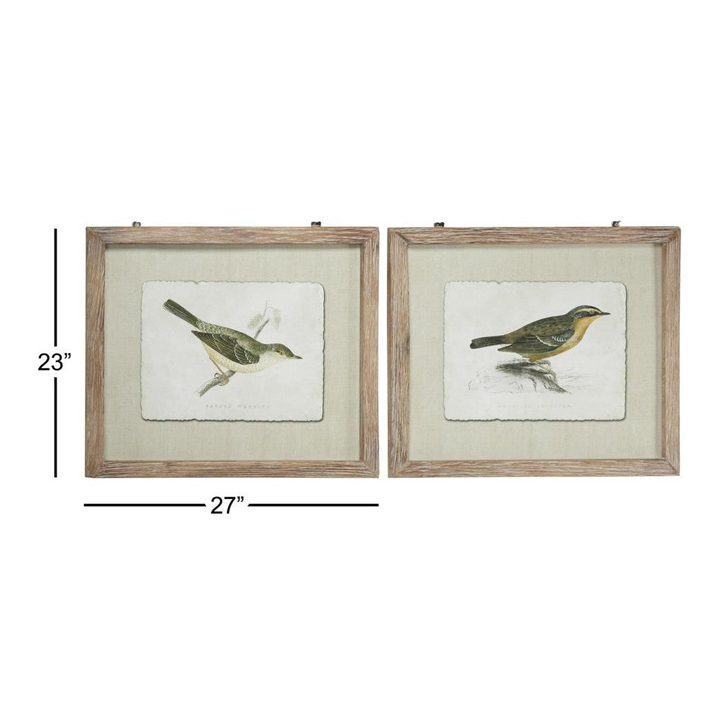 Brown Wood Bird Framed Wall Art with Brown Frame