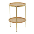 Uma Brown Wood 1 Shelf Accent Table with Gold Metal Legs