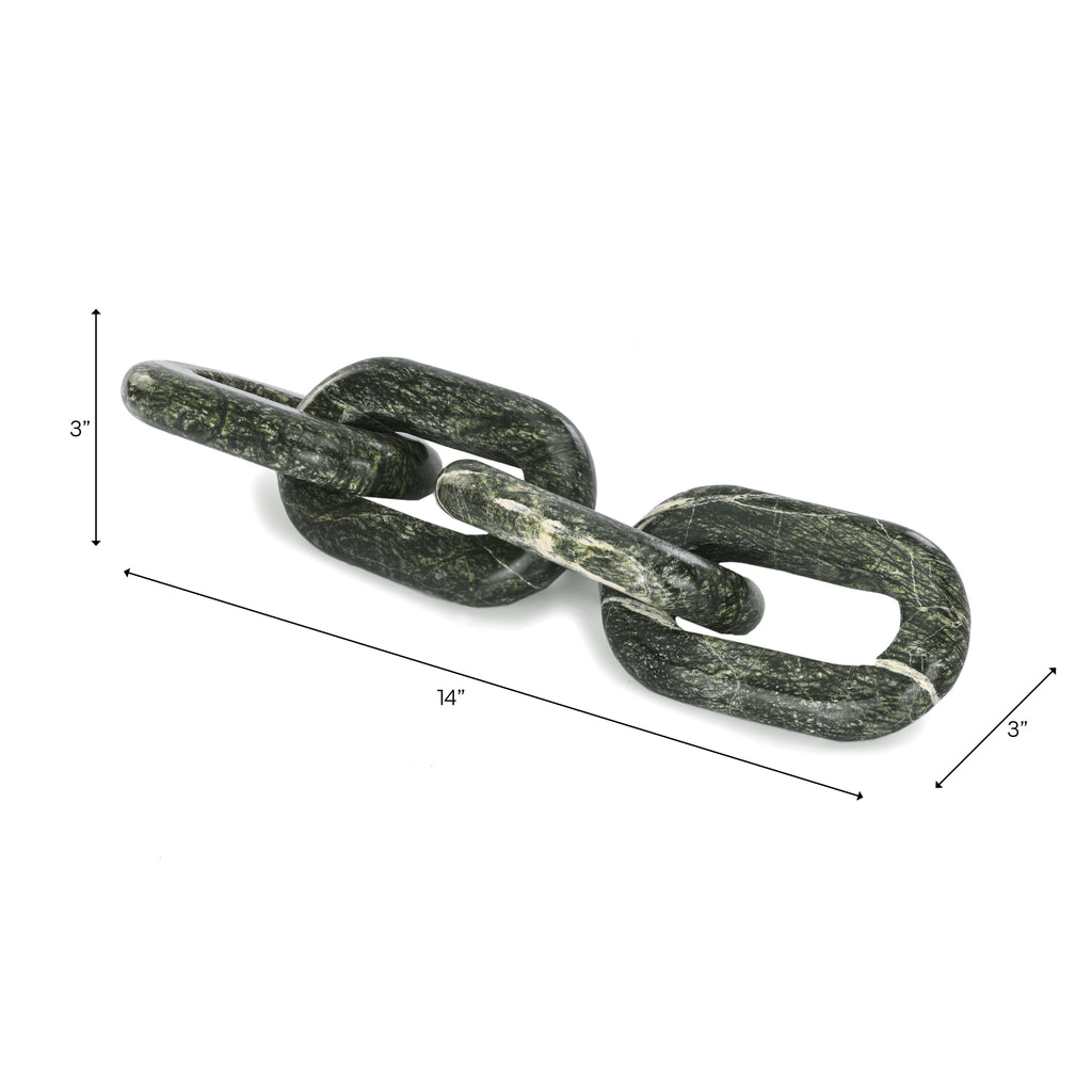 Marble Modern Four-Link Chain Sculpture - Green, 14 in.