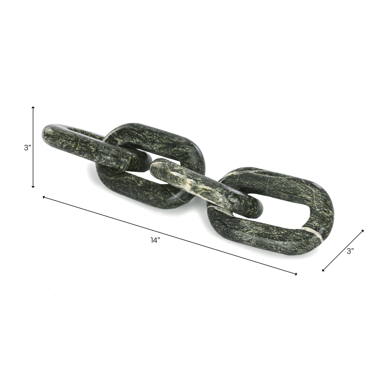 Marble Modern Four-Link Chain Sculpture - Green, 14 in.