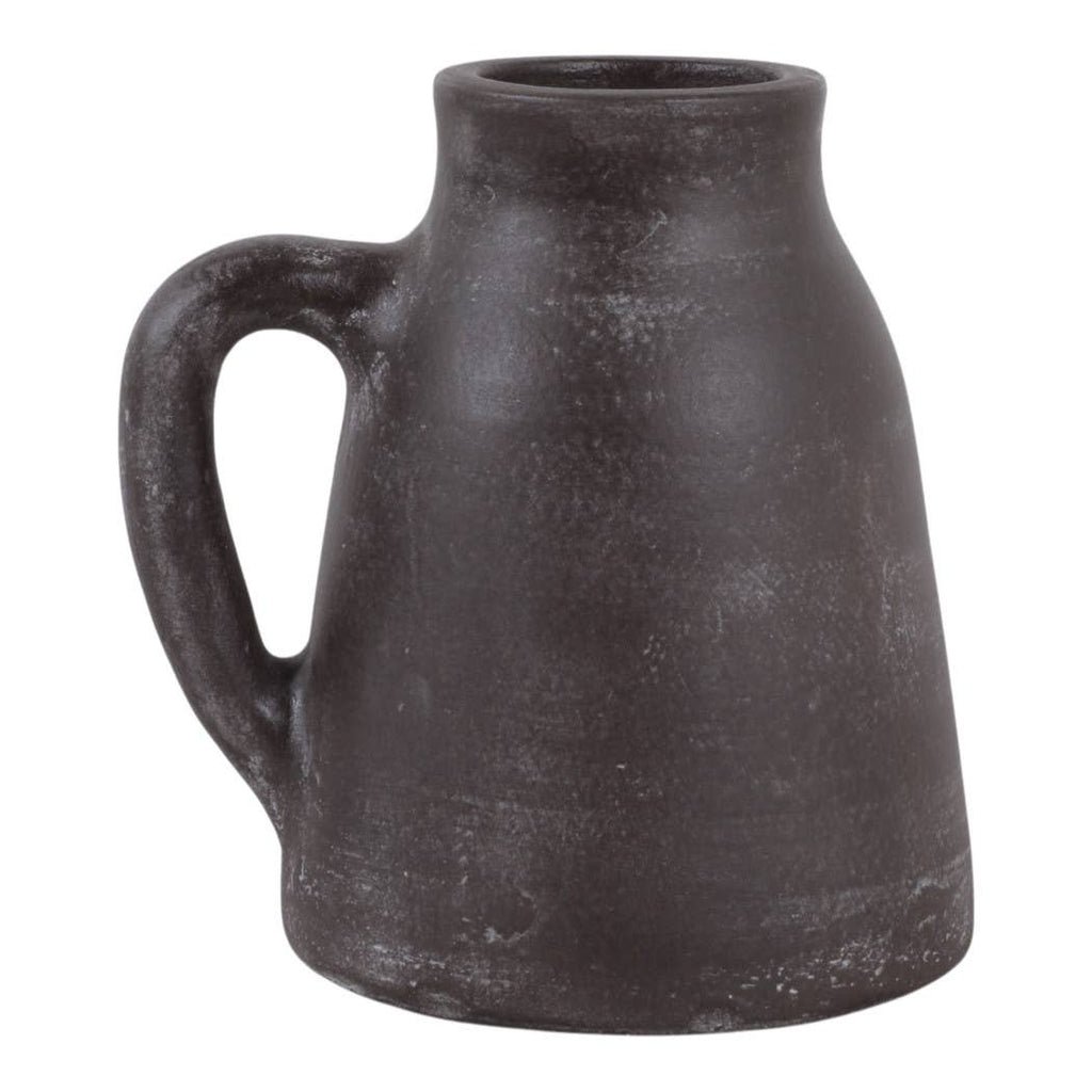 Decorative Vase - Brown Ceramic Handmade with Handle, 8 in.