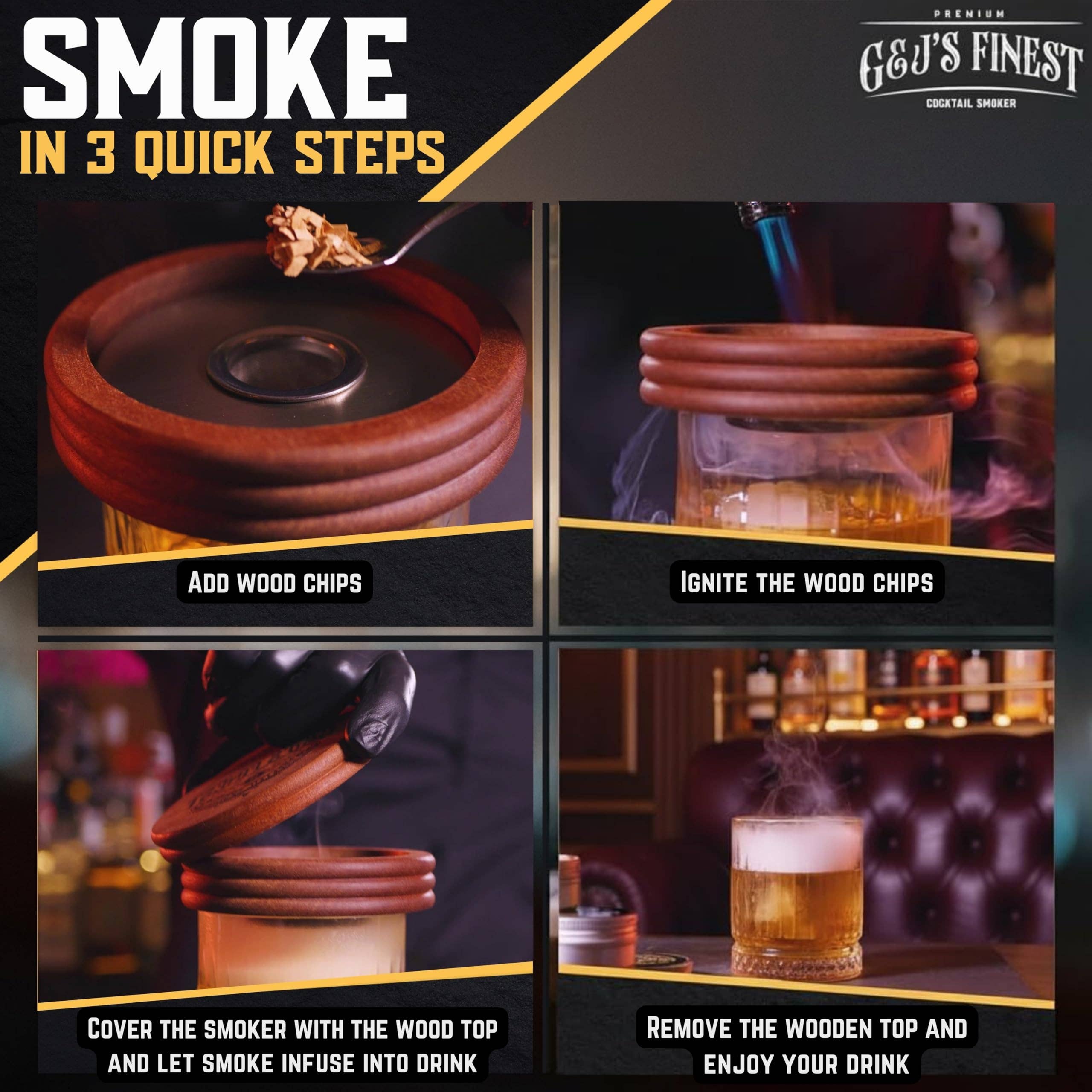 Whiskey Smoker Kit with Torch, 2 Glasses, 6 Wood Chips NO Butane