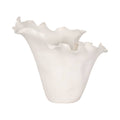 White Ruffled Ceramic Vase, 11 in.